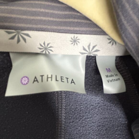 Athleta Jacket Womens Size S Gray‎ Striped Strength Pockets Thumb Holes Hooded - Picture 2 of 6